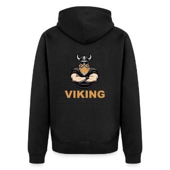 wikinger warrior 1 - Unisex Premium Bio Zip Hoodie - Schwarz - Hinten - Nico (187cm)