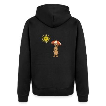 hase sonne - Unisex Premium Bio Zip Hoodie - Schwarz - Hinten - Nico (187cm)