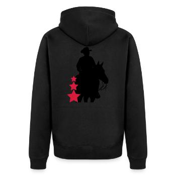 Cowboy , Horse and Stars - Unisex Premium Bio Zip Hoodie - Schwarz - Hinten - Nico (187cm)