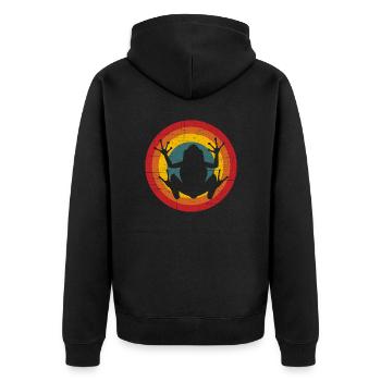 Frosch - Unisex Premium Bio Zip Hoodie - Schwarz - Hinten - Nico (187cm)
