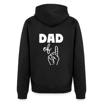 Dad of One 1 Dad - Unisex Premium Bio Zip Hoodie - Schwarz - Hinten - Nico (187cm)