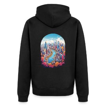 Paysage urbain - Veste à capuche bio Premium Unisexe - noir - Dos - Nico (187cm)
