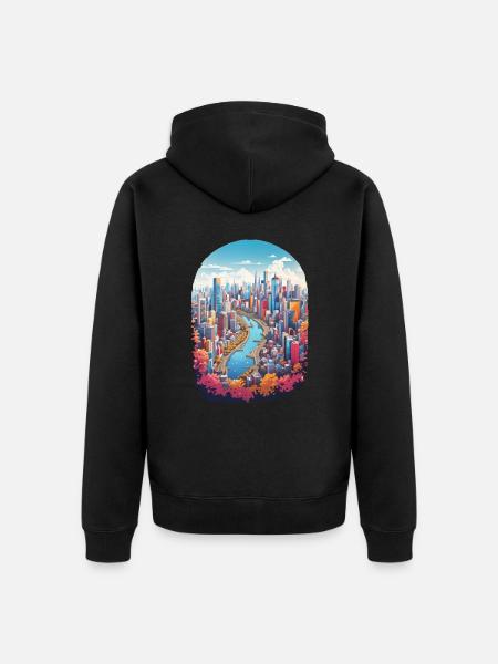 Paysage urbain - Veste à capuche bio Premium Unisexe - noir
