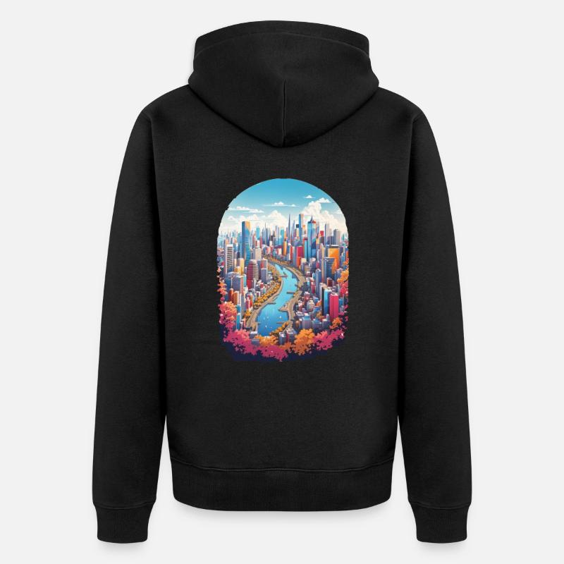 Paysage urbain - Veste à capuche bio Premium Unisexe - noir