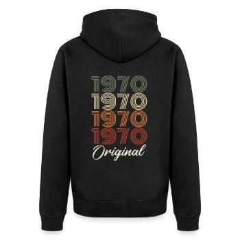 1970er Original Vintage Geburtstagsgeschenk 1970er Jahre - Unisex Premium Bio Zip Hoodie - Schwarz - Hinten - Nico (187cm)