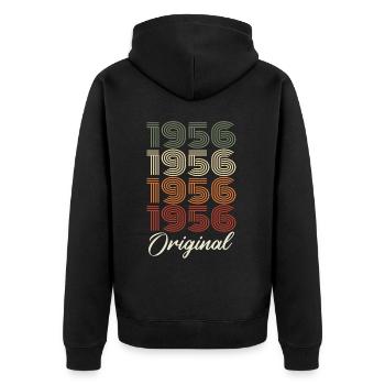 1956 Original Vintage Geburtstagsgeschenk 1956 - Unisex Premium Bio Zip Hoodie - Schwarz - Hinten - Nico (187cm)