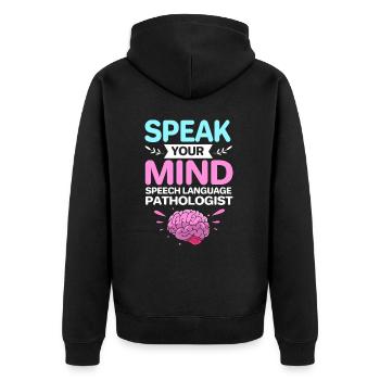 Speech Therapist Speech Therapy Speech Therapist - Unisex Premium Organic Zip Hoodie - black - Back - Nico (187cm)