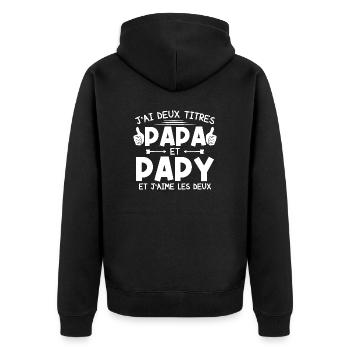 Papa et papy - Veste à capuche bio Premium Unisexe - noir - Dos - Nico (187cm)