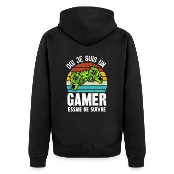 je suis un gamer - Veste à capuche bio Premium Unisexe - noir - Dos - Nico (187cm)