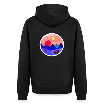 Surreale Landschaft - Unisex Premium Bio Zip Hoodie - Schwarz - Hinten - Nico (187cm)