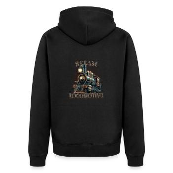 Steam Locomotive Nostalgic Railway Steam Engine - Unisex Premium Organic Zip Hoodie - black - Back - Nico (187cm)