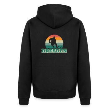 Dresden, my city! - Unisex Premium Organic Zip Hoodie - black - Back - Nico (187cm)