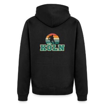 Köln, meine Stadt! - Unisex Premium Bio Zip Hoodie - Schwarz - Hinten - Nico (187cm)