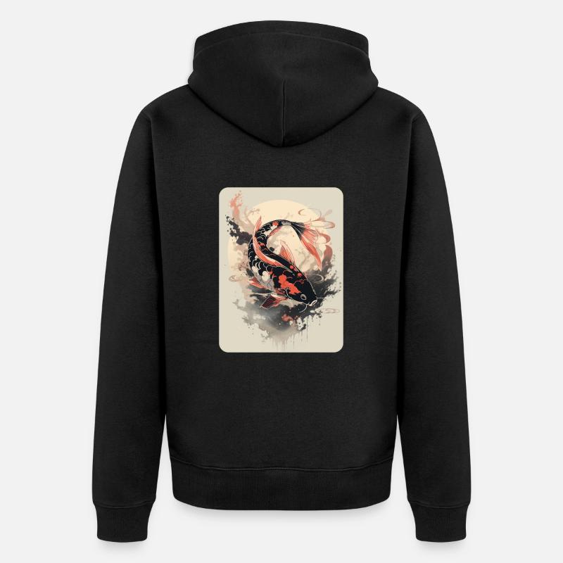 majestueuse carpe koï - Veste à capuche bio Premium Unisexe - noir