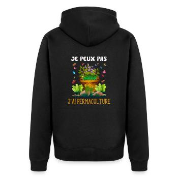 je peux pas j'ai permaculture - Veste à capuche bio Premium Unisexe - noir - Dos - Nico (187cm)