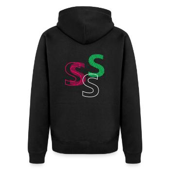 S Buchstabe - Unisex Premium Bio Zip Hoodie - Schwarz - Hinten - Nico (187cm)