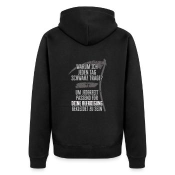 Für Goths & alle, die gerne schwarz tragen - Unisex Premium Bio Zip Hoodie - Schwarz - Hinten - Nico (187cm)