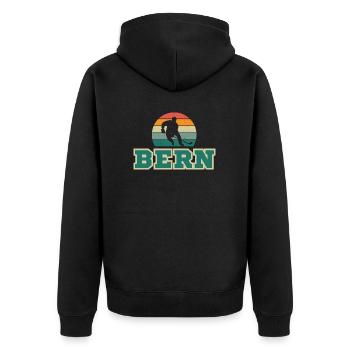 Bern, meine Stadt! - Unisex Premium Bio Zip Hoodie - Schwarz - Hinten - Nico (187cm)