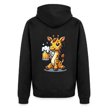 Cute Giraffe Drinking Beer 3 - Unisex Premium Bio Zip Hoodie - Schwarz - Hinten - Nico (187cm)