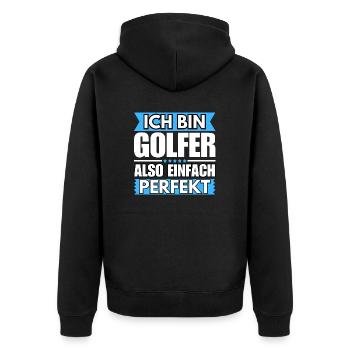 Einfach ein Perfekter Golfer - Unisex Premium Bio Zip Hoodie - Schwarz - Hinten - Nico (187cm)