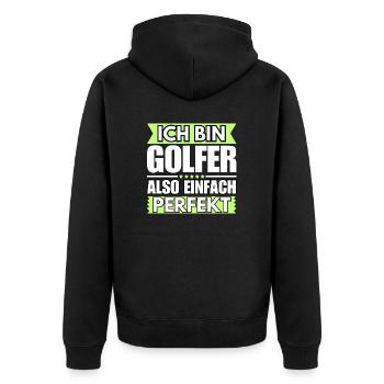 Einfach ein Perfekter Golfer - Unisex Premium Bio Zip Hoodie - Schwarz - Hinten - Nico (187cm)