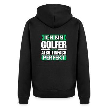 Einfach ein Perfekter Golfer - Unisex Premium Bio Zip Hoodie - Schwarz - Hinten - Nico (187cm)