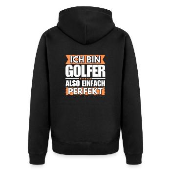 Einfach ein Perfekter Golfer - Unisex Premium Bio Zip Hoodie - Schwarz - Hinten - Nico (187cm)