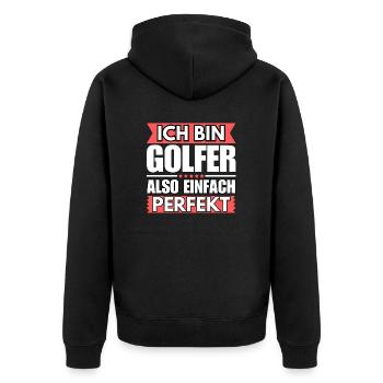Einfach ein Perfekter Golfer - Unisex Premium Bio Zip Hoodie - Schwarz - Hinten - Nico (187cm)
