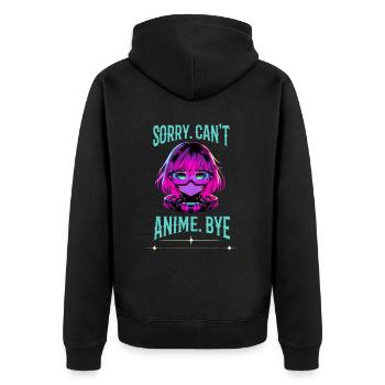 Pardon. Ne. Anime. Au revoir. fille d’anime futuriste - Veste à capuche bio Premium Unisexe - noir - Dos - Nico (187cm)