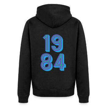 1984 Année de naissance | Couleurs changeantes - Veste à capuche bio Premium Unisexe - noir - Dos - Nico (187cm)