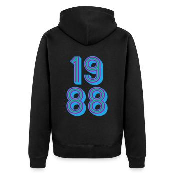 1988 Geburtsjahr | Farben änderbar - Unisex Premium Bio Zip Hoodie - Schwarz - Hinten - Nico (187cm)
