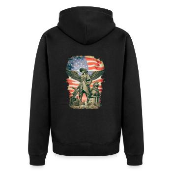 Steampunk American Flag - Unisex Premium Organic Zip Hoodie - black - Back - Nico (187cm)