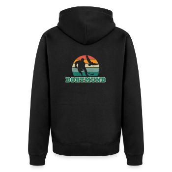 Dortmund, meine Stadt! - Unisex Premium Bio Zip Hoodie - Schwarz - Hinten - Nico (187cm)