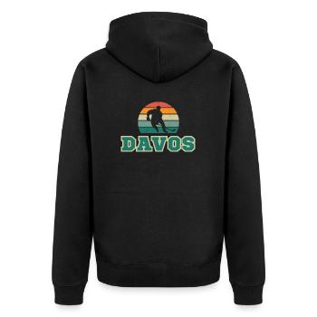 Davos, my city! - Unisex Premium Organic Zip Hoodie - black - Back - Nico (187cm)