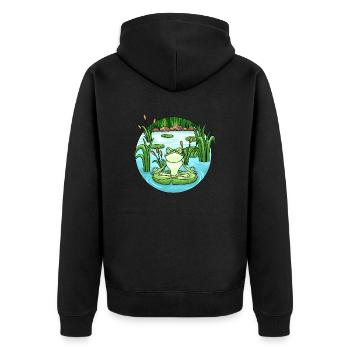 Yoga Frog in the Pond - Unisex Premium Organic Zip Hoodie - black - Back - Nico (187cm)