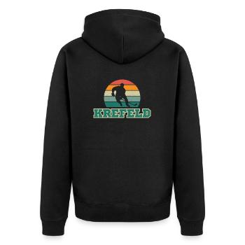 Krefeld, meine Stadt! - Unisex Premium Bio Zip Hoodie - Schwarz - Hinten - Nico (187cm)