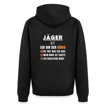 Cadeau de chasseur - Je suis le roi - Veste à capuche bio Premium Unisexe - noir - Dos - Nico (187cm)