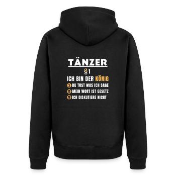 Tänzer Geschenk - Ich bin der König - Unisex Premium Bio Zip Hoodie - Schwarz - Hinten - Nico (187cm)