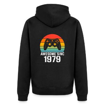 Cadeau Anniversaire 1979 Pour Tous les Gamers 1979 - Veste à capuche bio Premium Unisexe - noir - Dos - Nico (187cm)