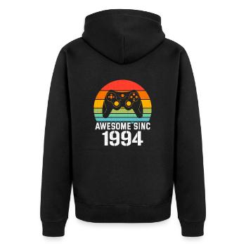 1994 Birthday Gift For All Gamers 1994 - Unisex Premium Organic Zip Hoodie - black - Back - Nico (187cm)