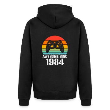 1984 Birthday Gift For All Gamers 1984 - Unisex Premium Organic Zip Hoodie - black - Back - Nico (187cm)