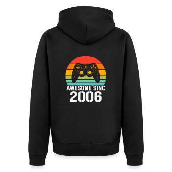 2006 Geburtstagsgeschenk für alle Gamer 2006 - Unisex Premium Bio Zip Hoodie - Schwarz - Hinten - Nico (187cm)