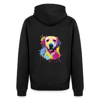 Labrador - Unisex Premium Bio Zip Hoodie - Schwarz - Hinten - Nico (187cm)
