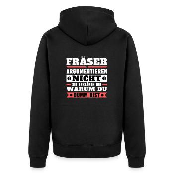 Milling cutters don't argue - Unisex Premium Organic Zip Hoodie - black - Back - Nico (187cm)