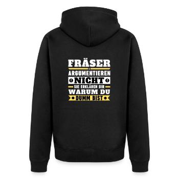 Fräser argumentieren nicht - Unisex Premium Bio Zip Hoodie - Schwarz - Hinten - Nico (187cm)