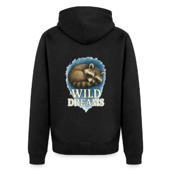 Wild Dreams - Aquarelle de raton laveur endormi - Veste à capuche bio Premium Unisexe - noir - Dos - Nico (187cm)