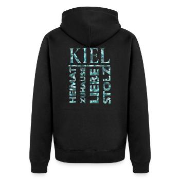 Kiel Schleswig-Holstein Norddeutsch Heimat Shirt - Unisex Premium Bio Zip Hoodie - Schwarz - Hinten - Nico (187cm)