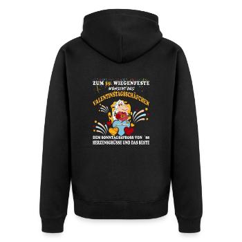 Schaf mit Blumen am 35. Wiegenfest am Valentinstag - Unisex Premium Bio Zip Hoodie - Schwarz - Hinten - Nico (187cm)