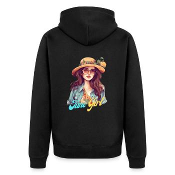 Juin fille Femmes Juin Chemise d’été et cadeaux - Veste à capuche bio Premium Unisexe - noir - Dos - Nico (187cm)