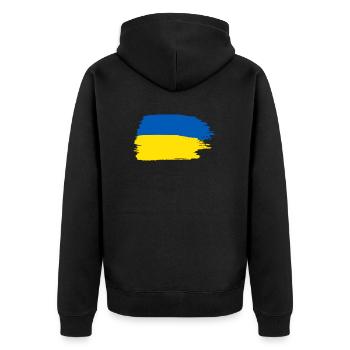 Ukraine - Unisex Premium Bio Zip Hoodie - Schwarz - Hinten - Nico (187cm)